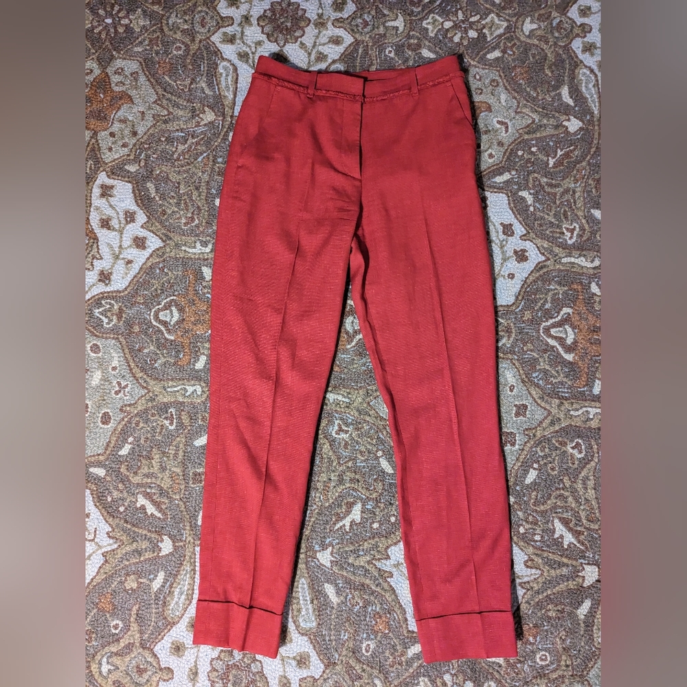 Hugo boss red linen wool trousers